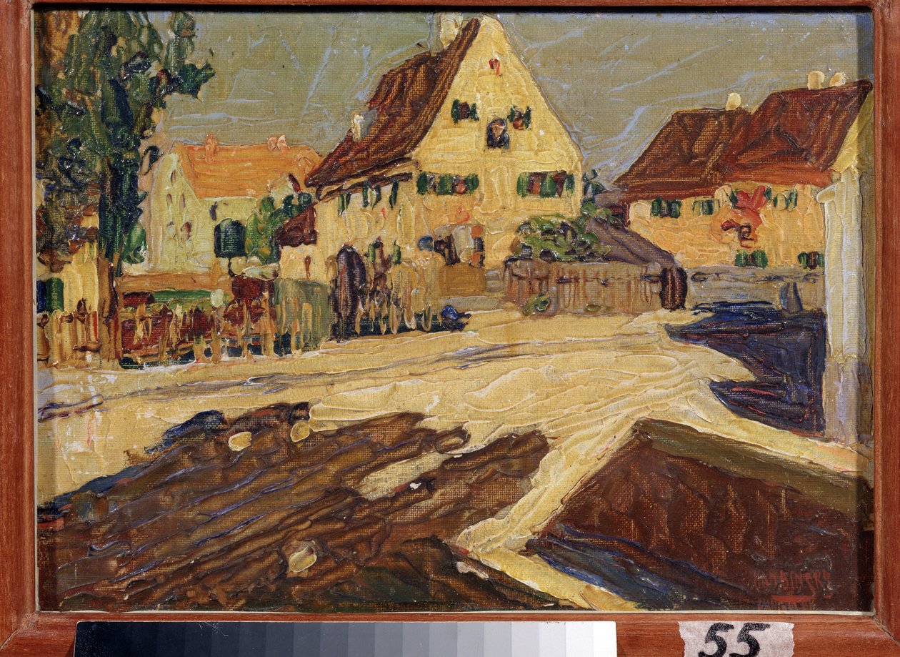 Güneş Işığında Bir Sokak. Wassily Kandinsky (veya Wassily Kandinski veya Kandinskij) tarafından yapılan boyama by Wassily Kandinsky