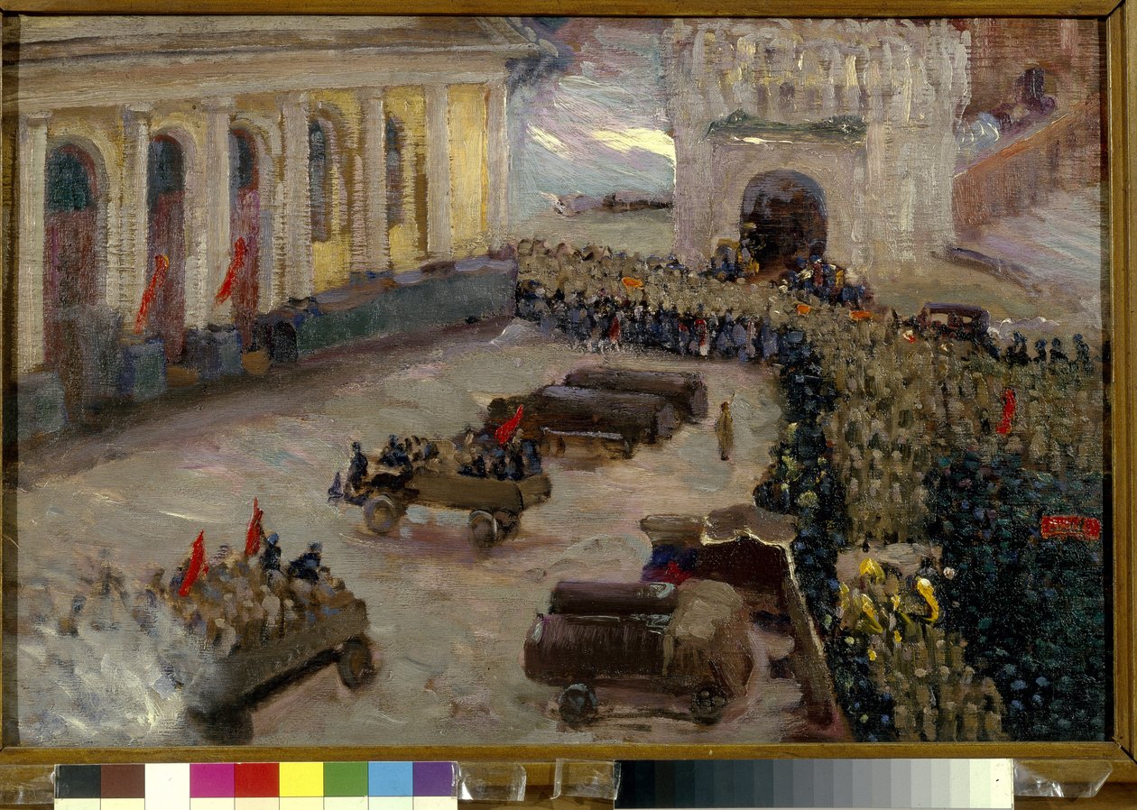 Şubat 1917'de Moskova'ya Rus devrimi. (Moskova'da Şubat Devrimi). Vasily Nikitich Meshkov'un tablosu (1868-1946) by Wassily Meshkov