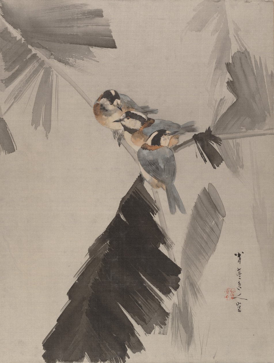 Daldaki Üç Kuş, yaklaşık. 1887. by Watanabe Seitei