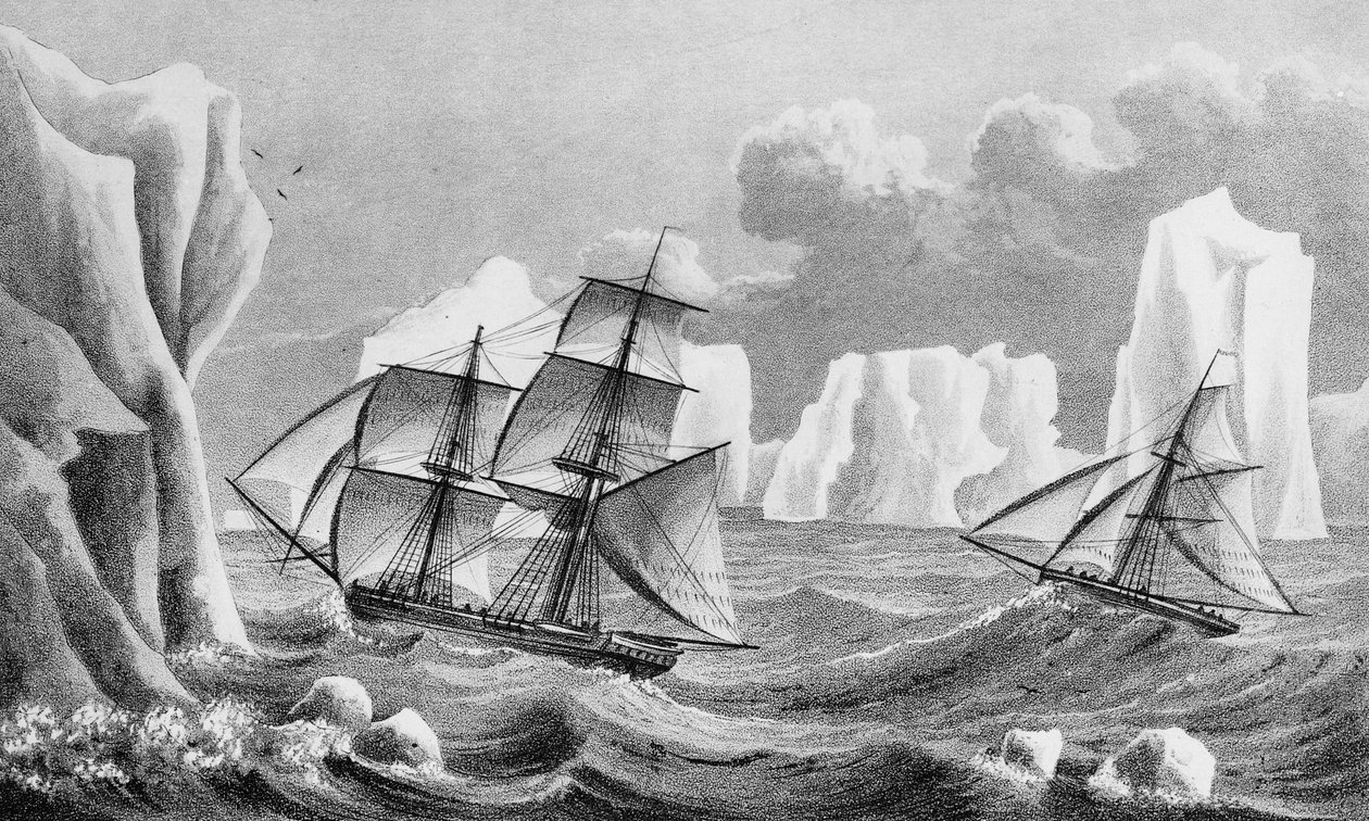 Brig Jane ve kesici Beaufoy, 1825 by Weddell