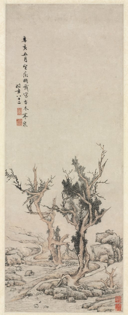 Bir Kış Deresinin Yanındaki Yaşlı Ağaçlar by Wen Zhengming