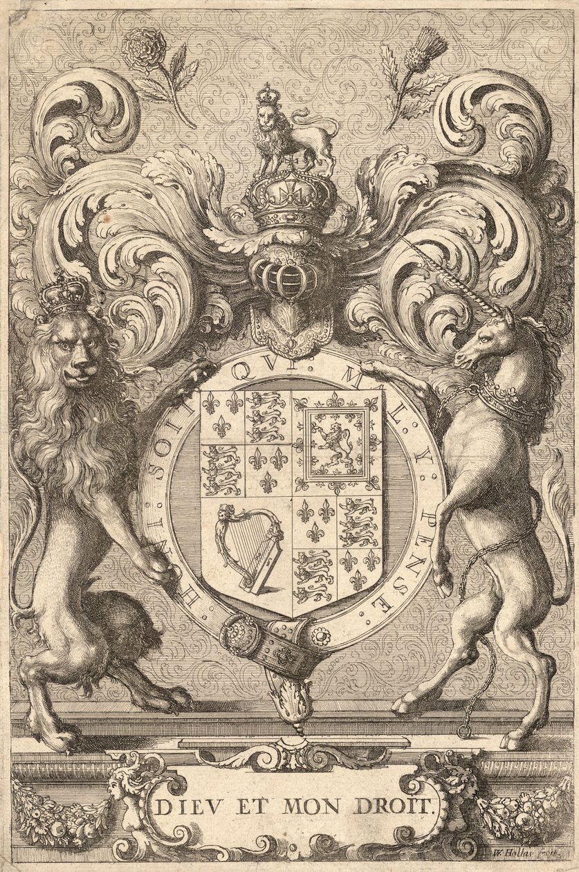 İngiliz kraliyet kolları (1660 – 1689). durum 2 by Wenceslaus Hollar