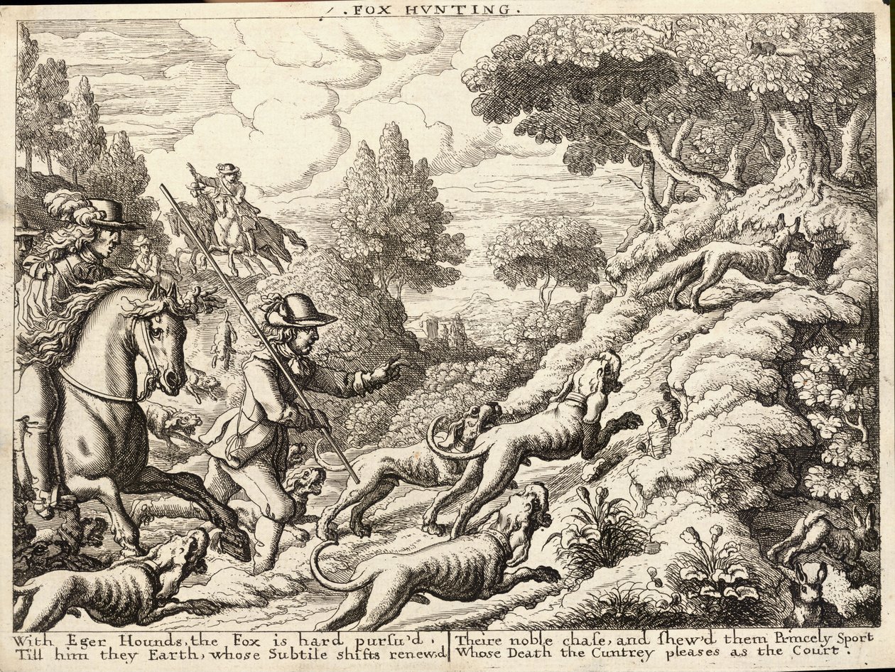 Tilki avı by Wenceslaus Hollar