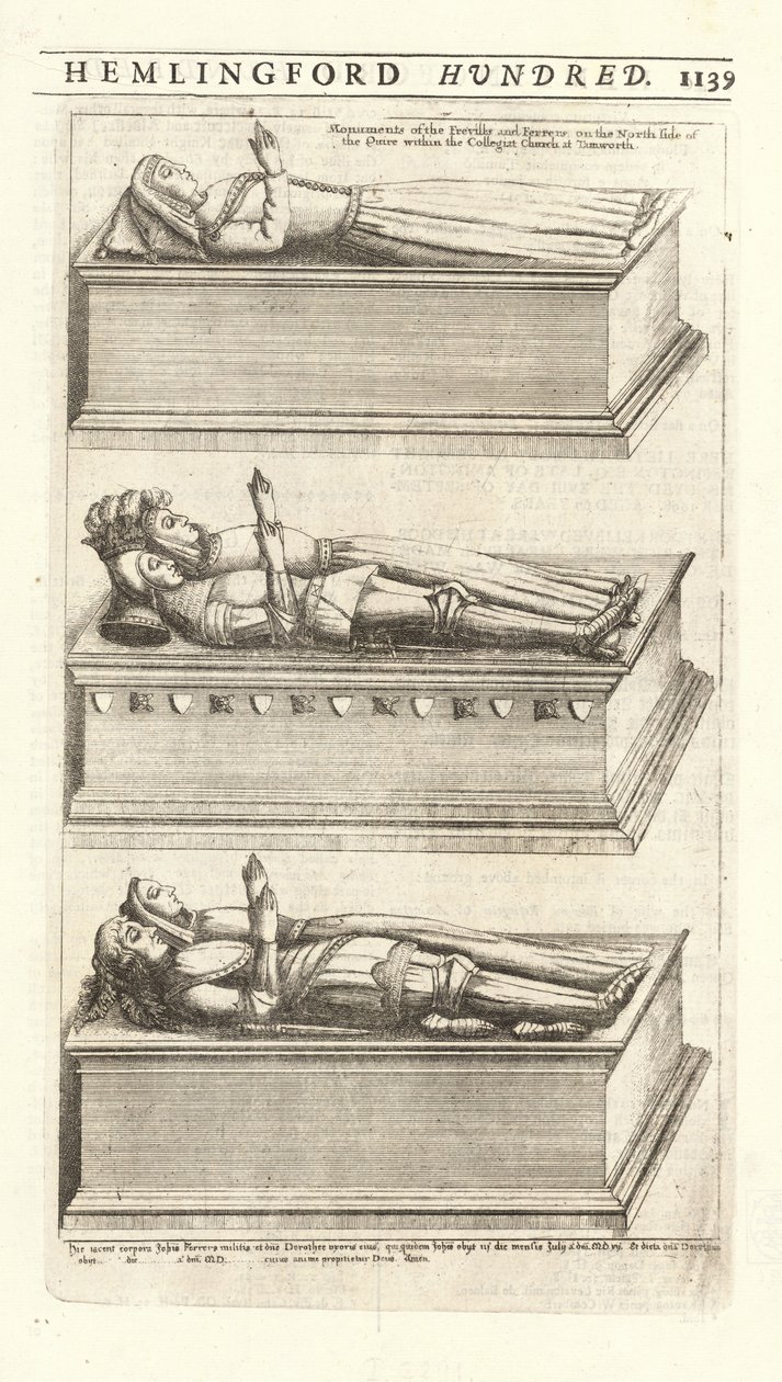 Frevill ve Ferrers (anıt) by Wenceslaus Hollar