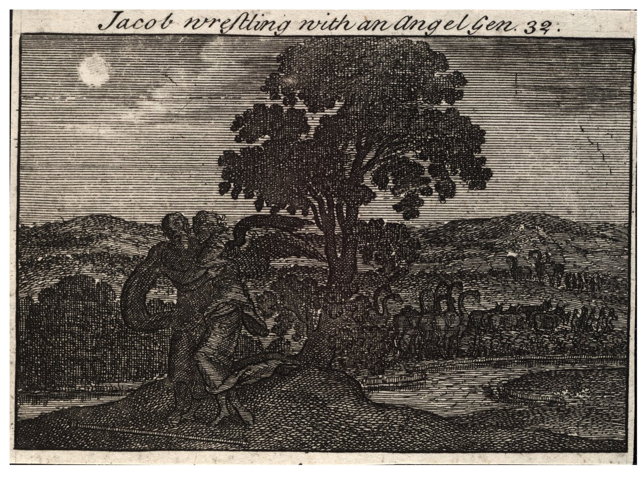 Yakup melekle güreşir by Wenceslaus Hollar