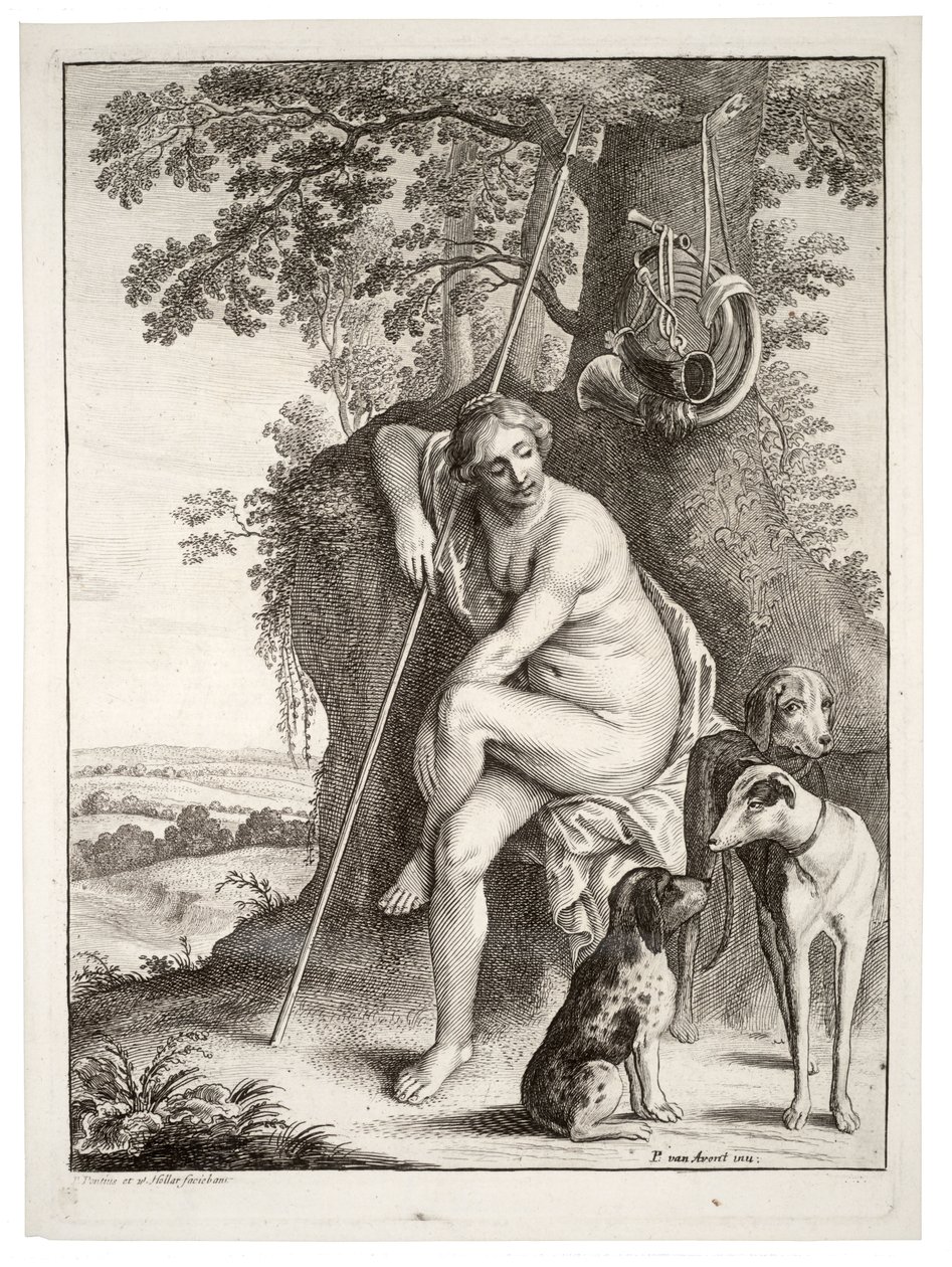 Avont'tan sonra oturan avcı. durum 3 by Wenceslaus Hollar