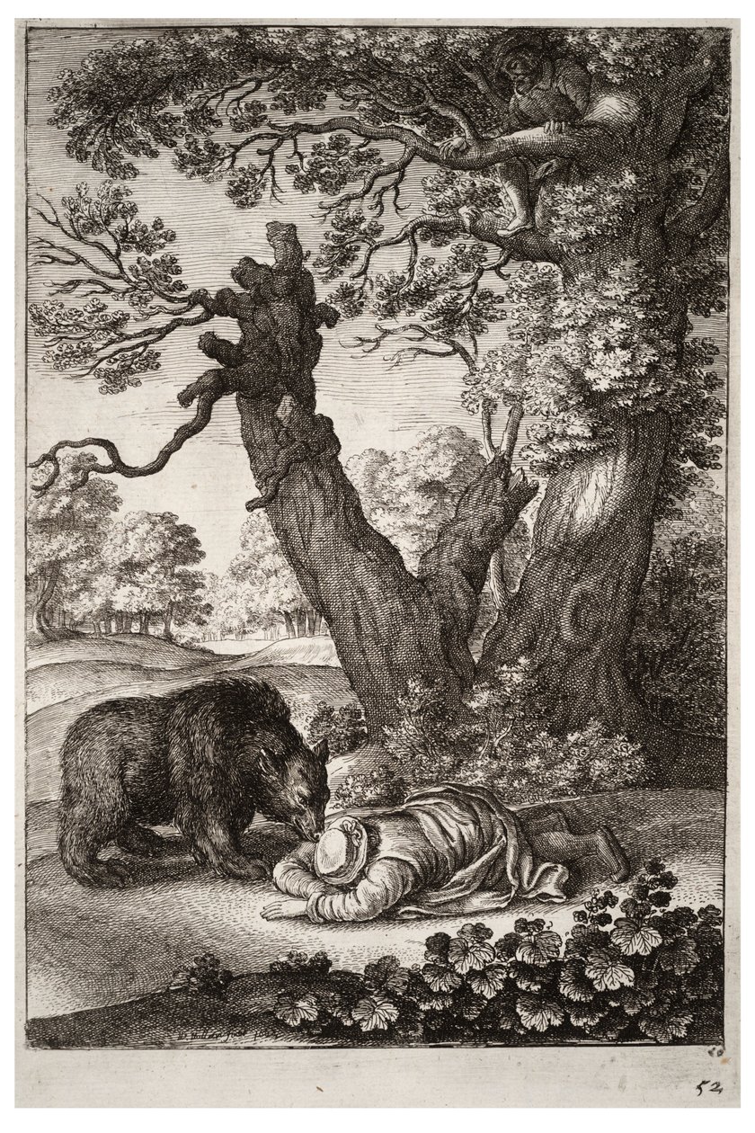 Ormancılar ve ayı. durum 1 by Wenceslaus Hollar