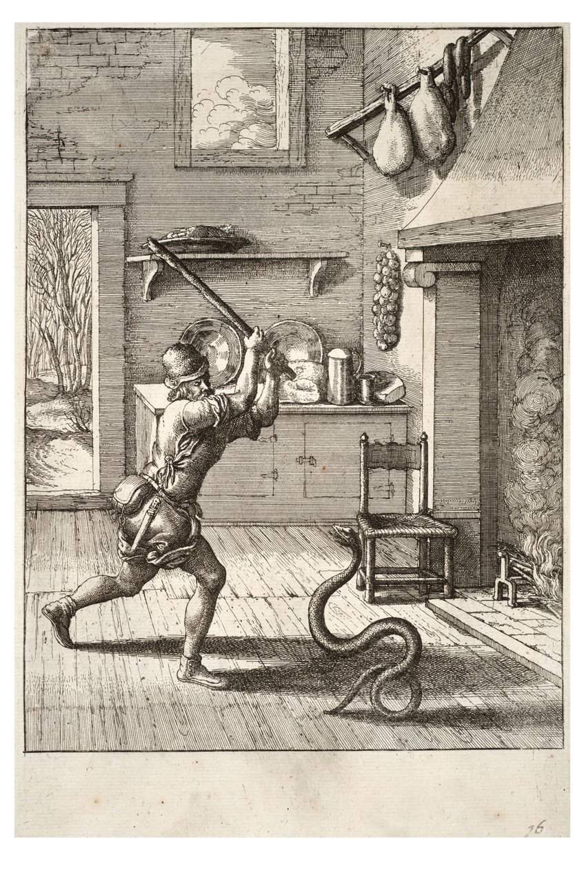 adam ve yılan by Wenceslaus Hollar