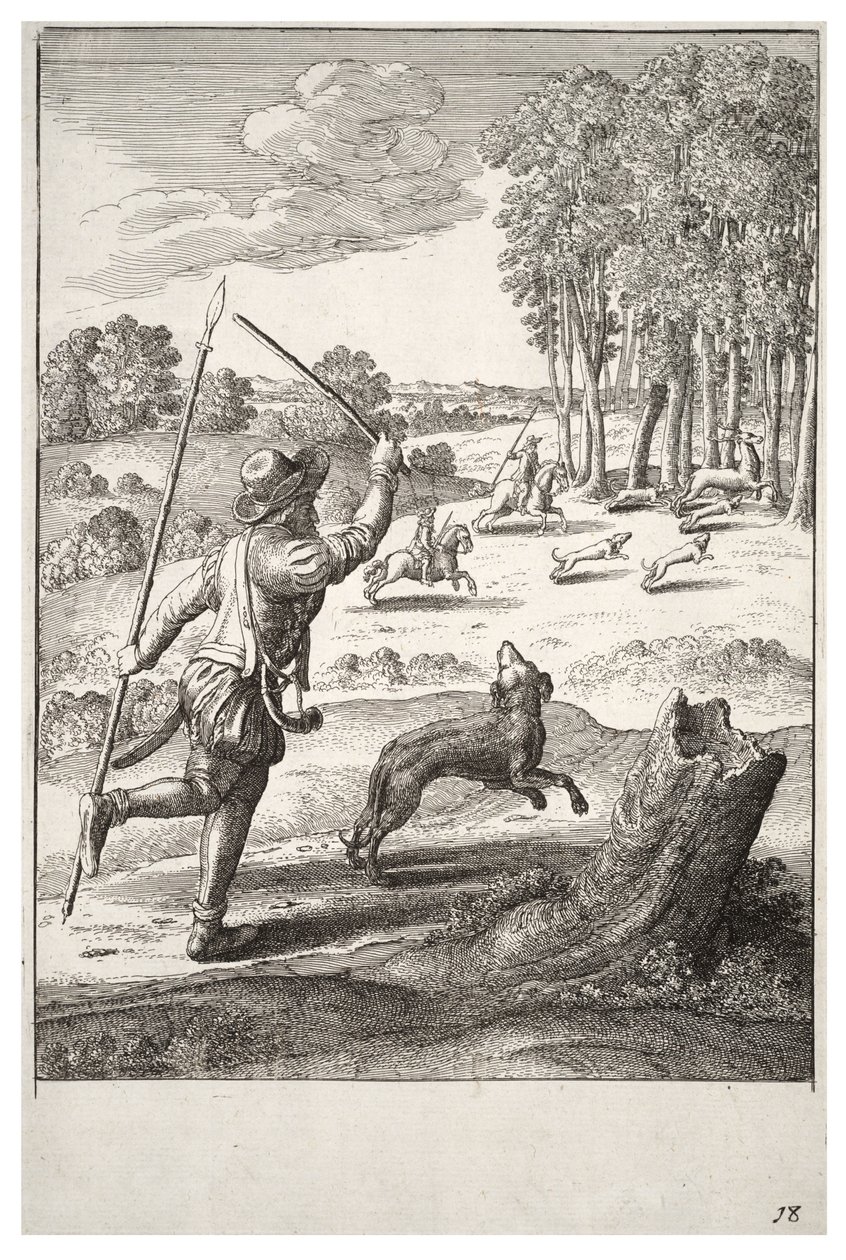 Yaşlı tazı ve efendisi by Wenceslaus Hollar