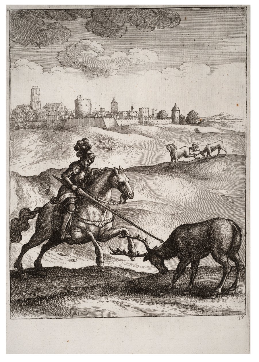 geyik ve at by Wenceslaus Hollar