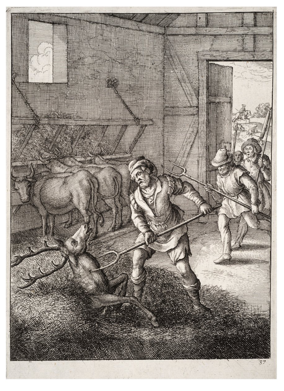 Ahırdaki geyik by Wenceslaus Hollar