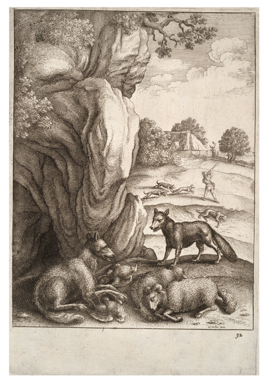 kurt ve tilki by Wenceslaus Hollar