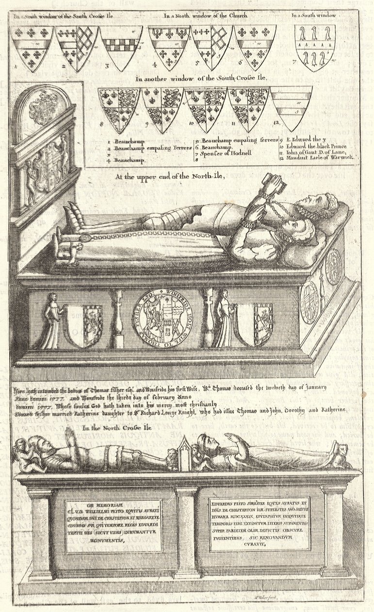 Thomas Fisher ve Sir William Petto (anıt) by Wenceslaus Hollar