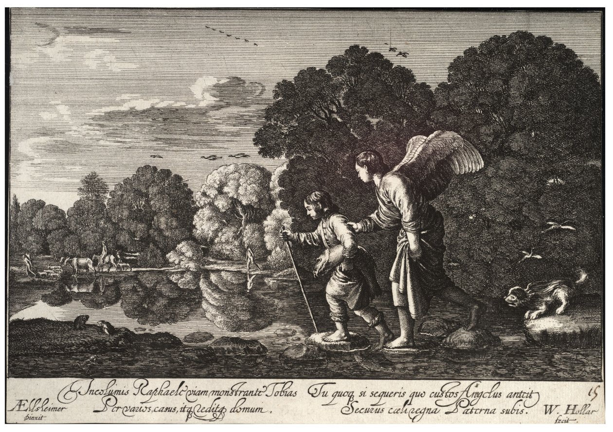 Tobias ve Melek. durum 1 by Wenceslaus Hollar
