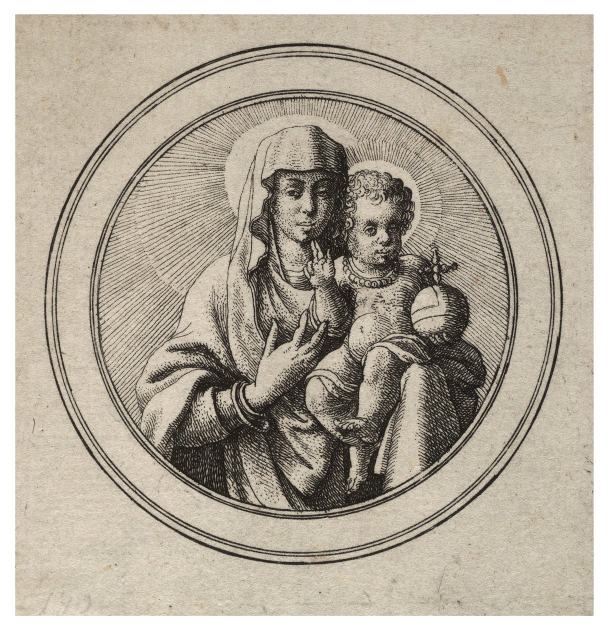 bakire ve çocuk by Wenceslaus Hollar