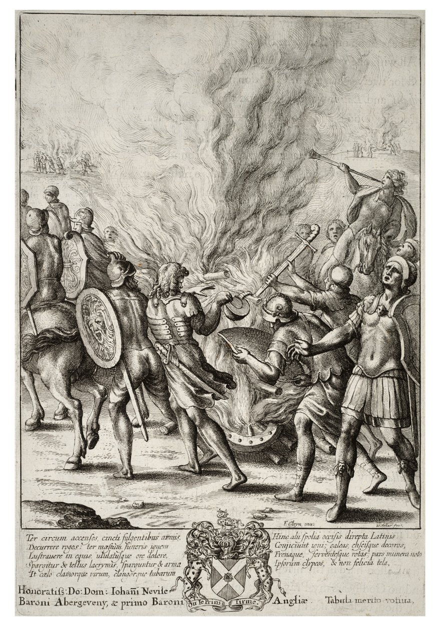 Wenceslas Hollar - Truva atları ölülerini yakıyor (Devlet 2) by Wenceslaus Hollar
