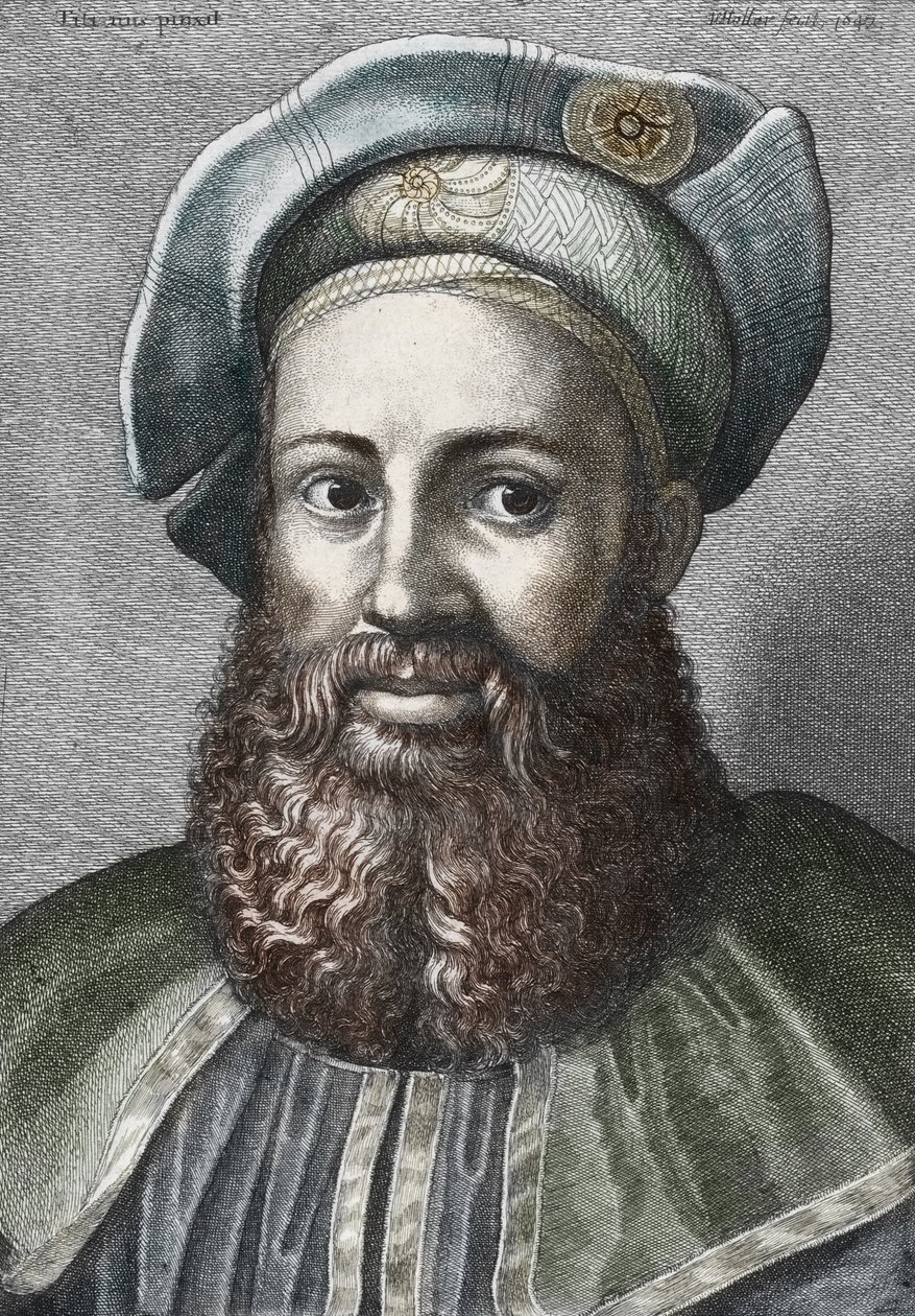 Pietro Aretino'nun Portresi (1492-1556) (Aretin), İtalyan şair (Portrait of İtalyan şair Pietro Aretino) Gravür Özel Koleksiyon by Wenceslaus (after) Hollar