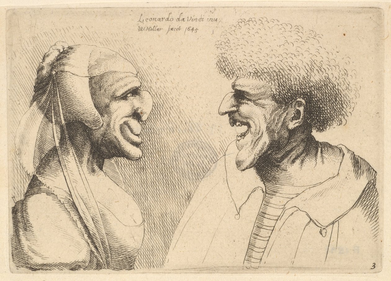 Yüzleri birbirine bakan deforme bir çift, 1645. by Wenceslaus Hollar
