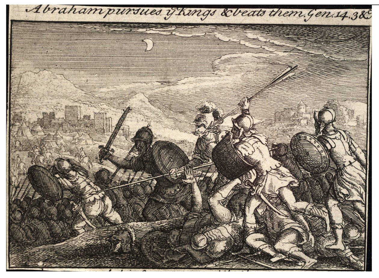 İbrahim krallarla savaşır. durum 2 by Wenceslaus Hollar