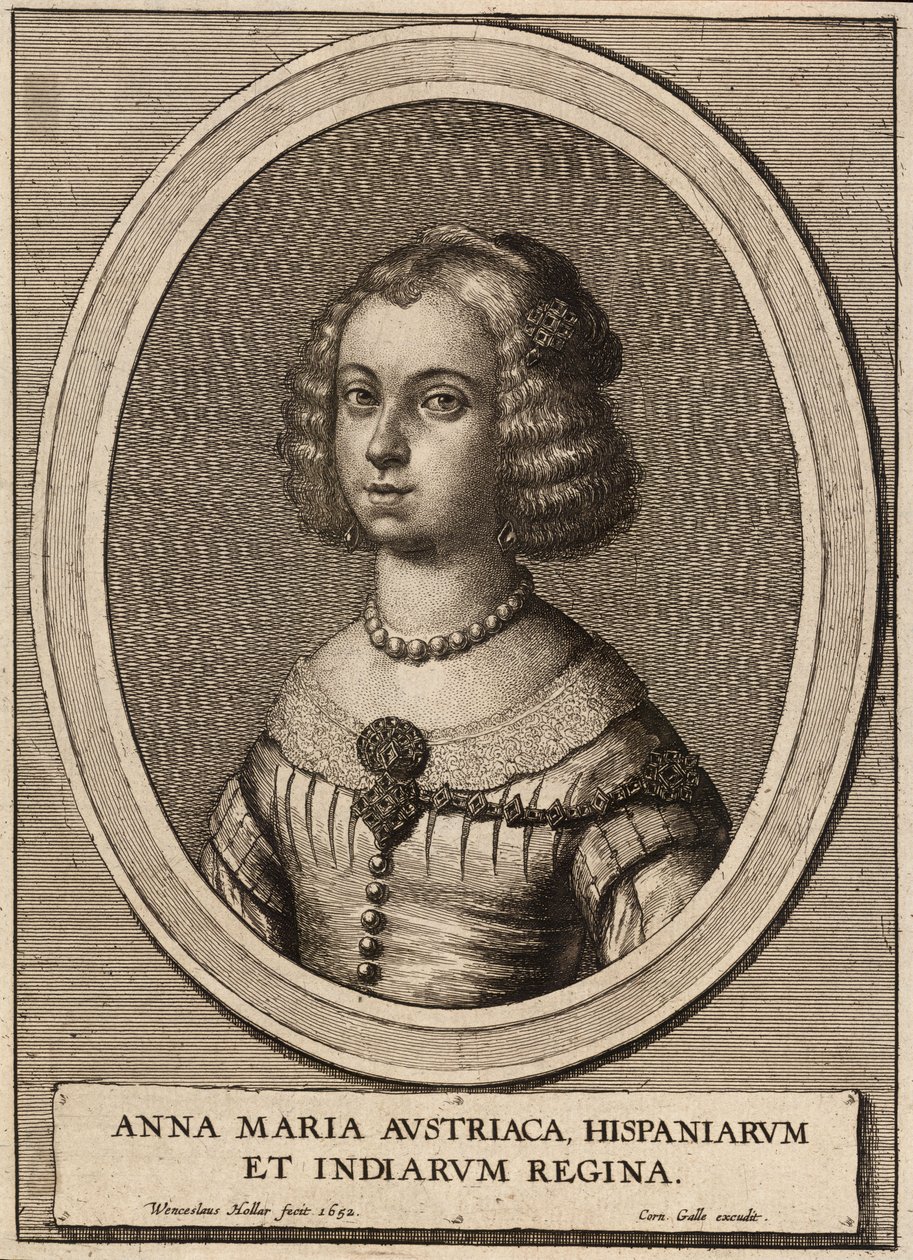 Anna Maria, İspanya Kraliçesi by Wenceslaus Hollar