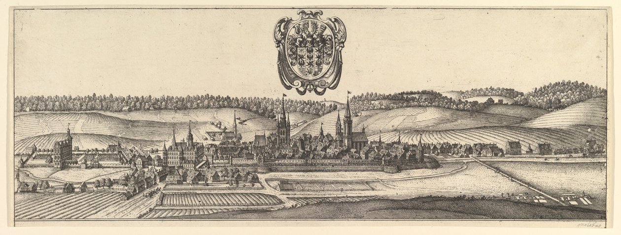 Ansbach ve Coburg, a ve b iki görünümün a görünümü, 1625-77. by Wenceslaus Hollar
