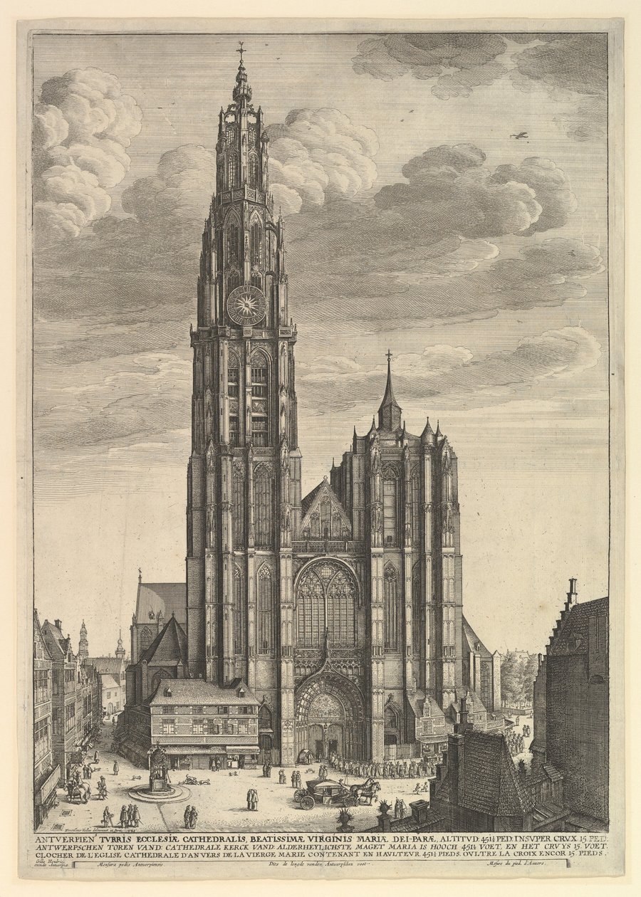 Antwerp Katedrali Prospektüsü Tvrris Ecclesiæ Cathedralis, 1625-77 by Wenceslaus Hollar