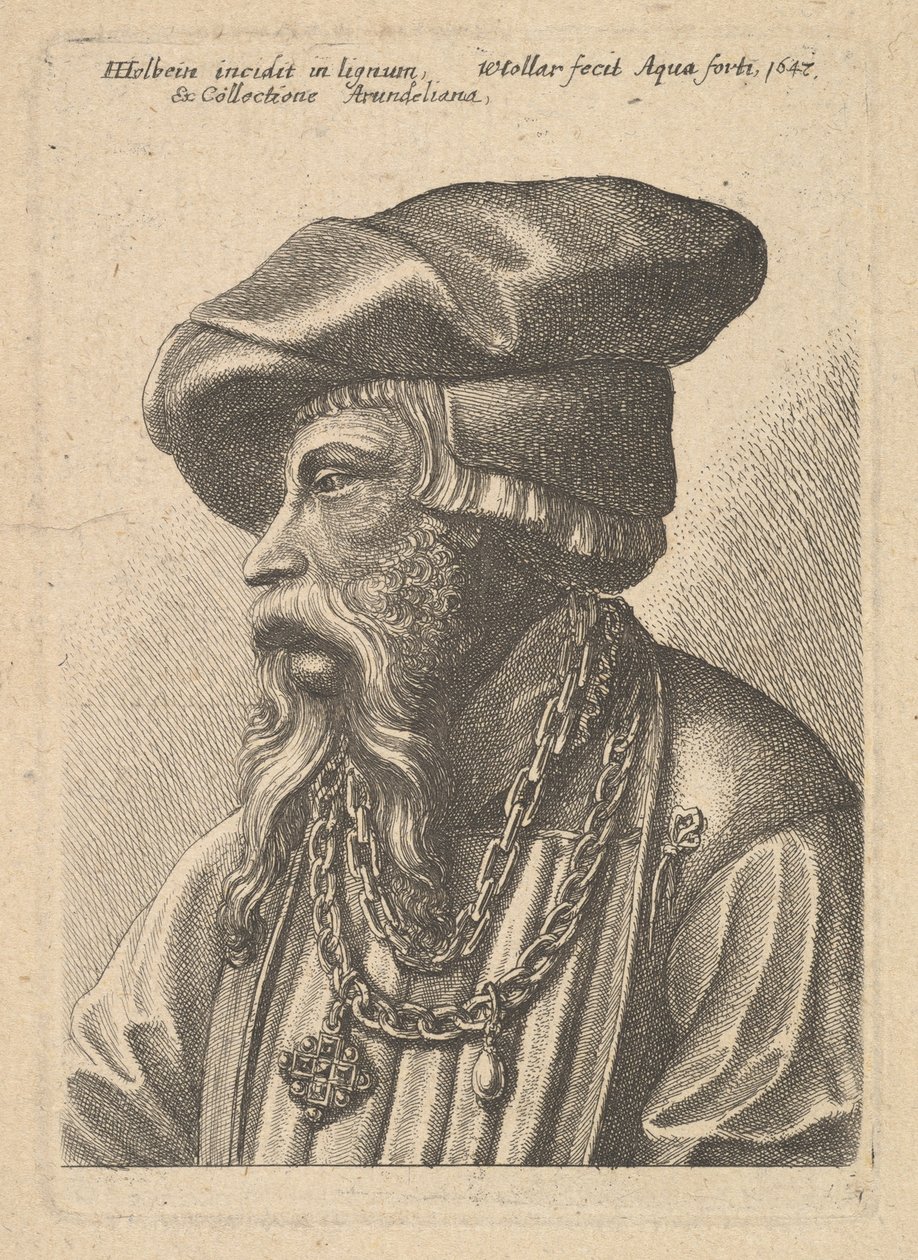 Zincir kolyeli sakallı adam, 1647. by Wenceslaus Hollar