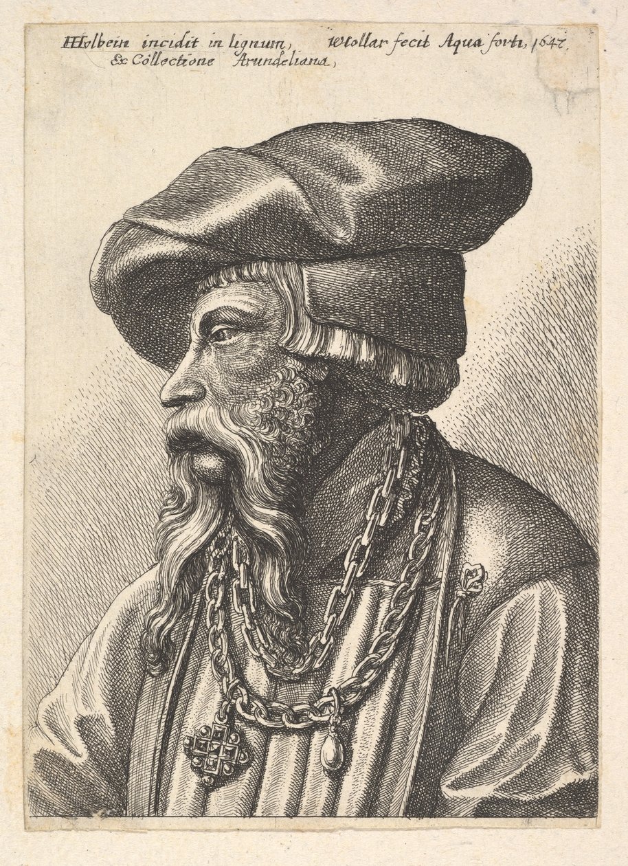 Zincir kolyeli sakallı adam, 1647. by Wenceslaus Hollar