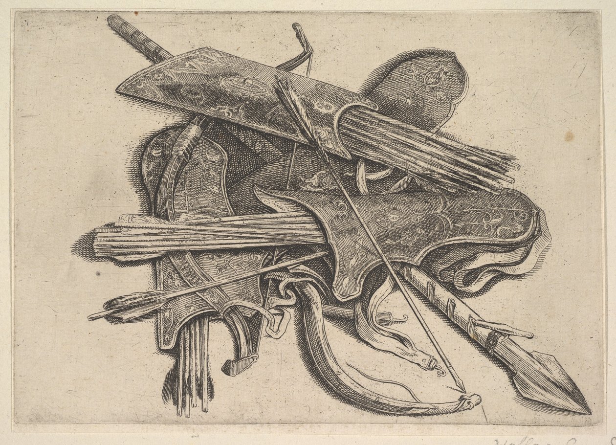 Yaylar, oklar ve mızrak, 1625-77. by Wenceslaus Hollar
