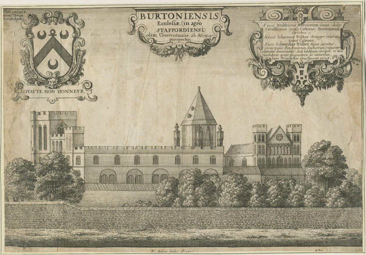 Burton-upon-Trent Manastırı: bakır levha gravürü, 1661 by Wenceslaus Hollar