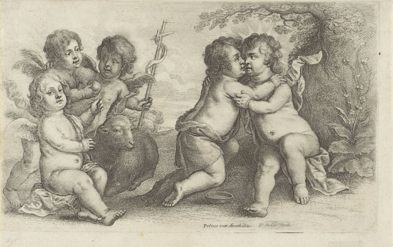 İsa, Yuhanna ve üç Kerubim Paedopaegnion (dizi başlığı) by Wenceslaus Hollar