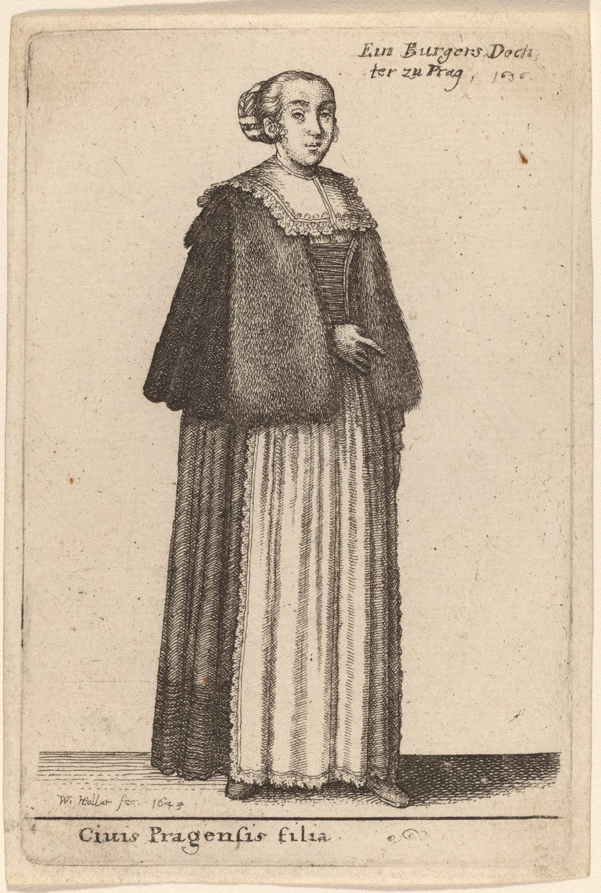 Prag vatandaşının kızı by Wenceslaus Hollar