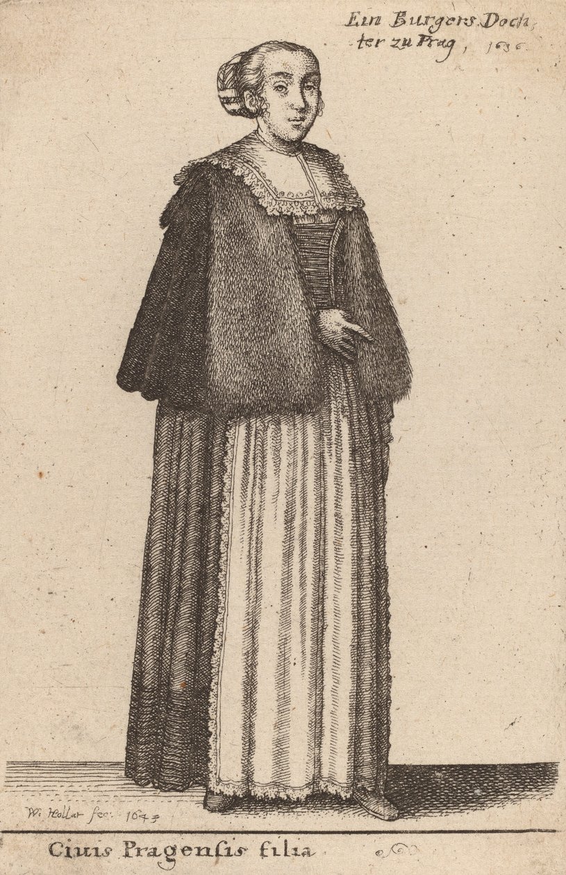 Prag vatandaşının kızı, 1643 by Wenceslaus Hollar