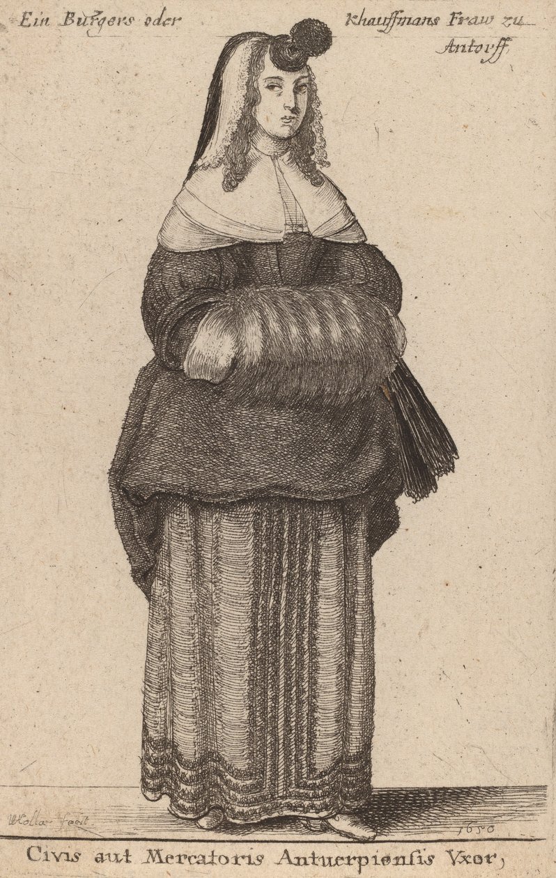 Anvers vatandaşı veya tüccarının karısı, 1650 by Wenceslaus Hollar