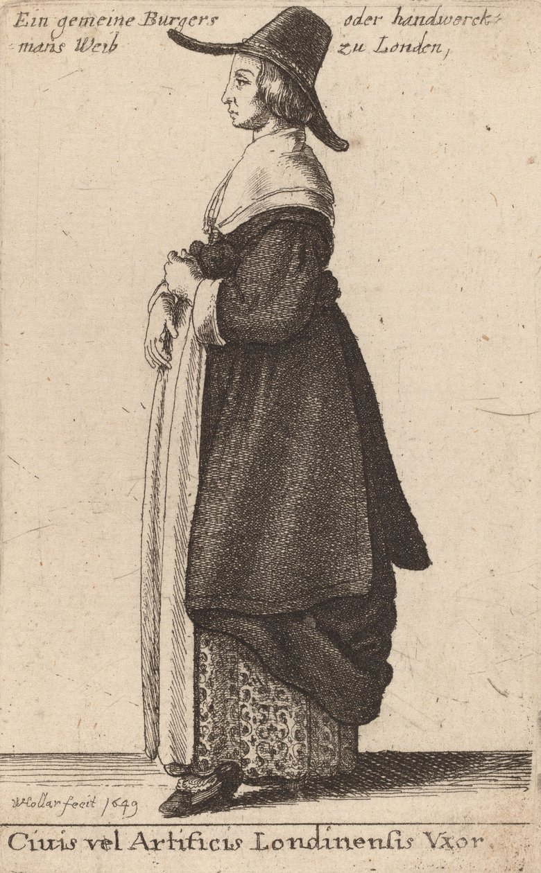Londralı bir sanatçının veya vatandaşın karısı, 1643 by Wenceslaus Hollar