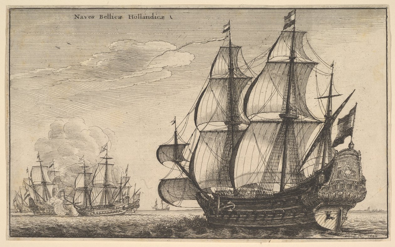 Hollanda Savaş Gemileri Naves Bellicæ Hollandicæ, 1647. by Wenceslaus Hollar