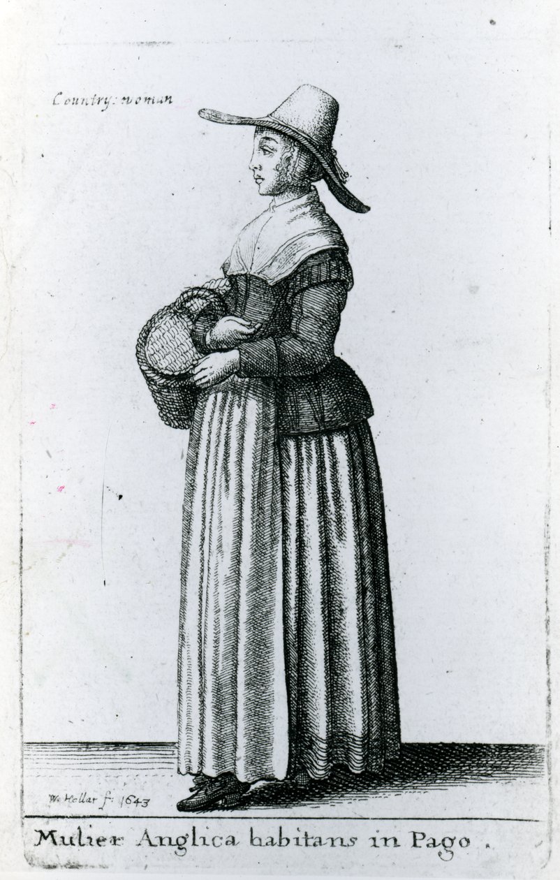 İngiliz Köylü Kadın, 1643 by Wenceslaus Hollar