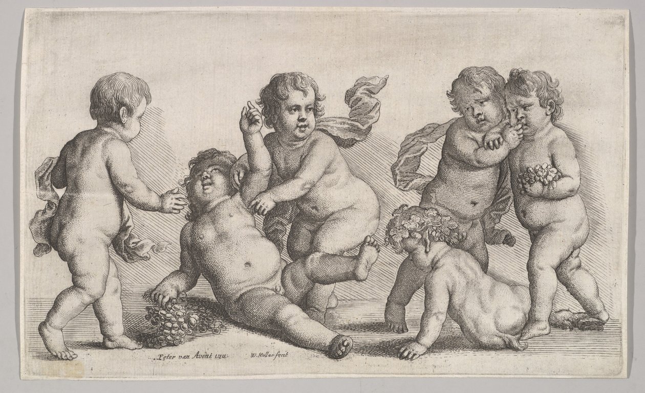Beş erkek ve bir satir, 1625-77. by Wenceslaus Hollar