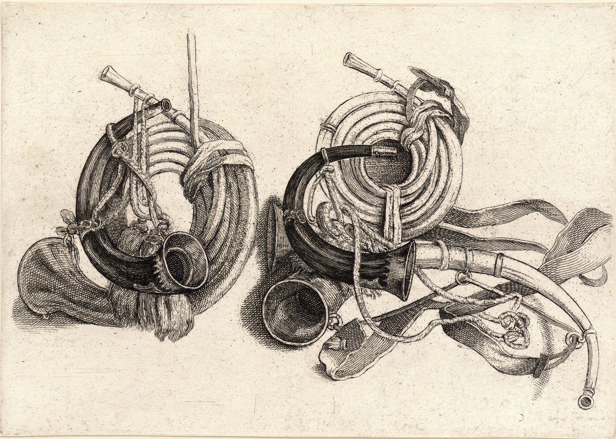 Beş av boynuzu by Wenceslaus Hollar