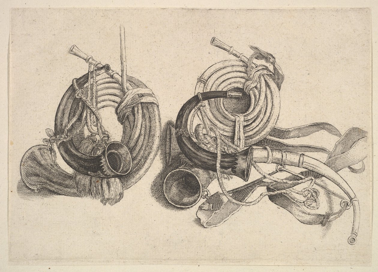 Beş av boynuzu, 1625-77. by Wenceslaus Hollar