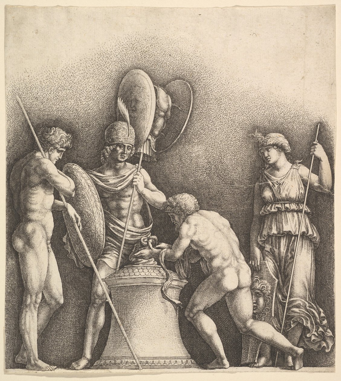 Dört klasik figür pagan kurbanı, 1638. by Wenceslaus Hollar