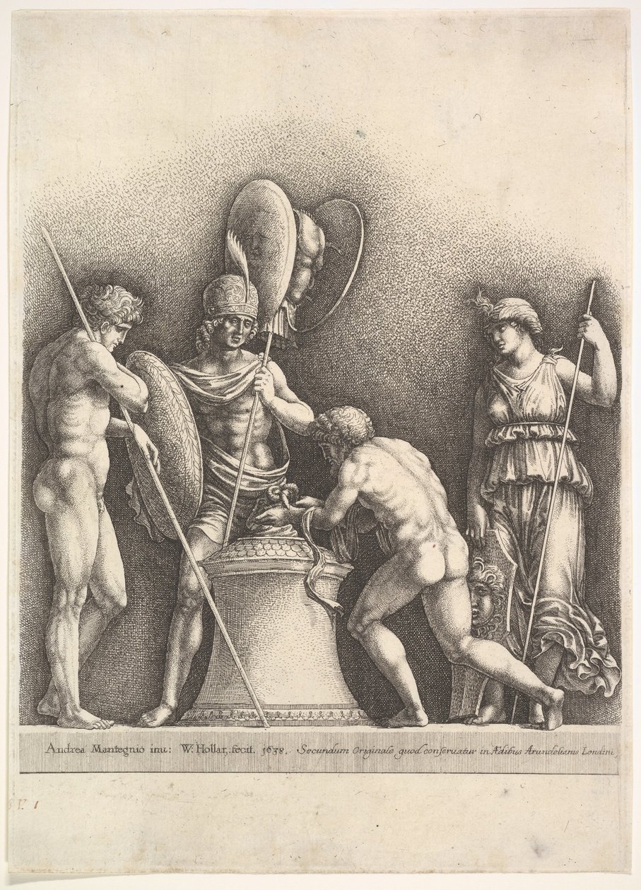 Dört klasik figür pagan kurbanı, 1638. by Wenceslaus Hollar