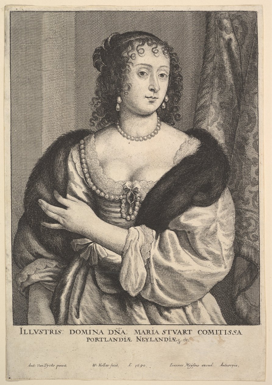 Frances Stuart, Portland Kontesi, 1650. by Wenceslaus Hollar
