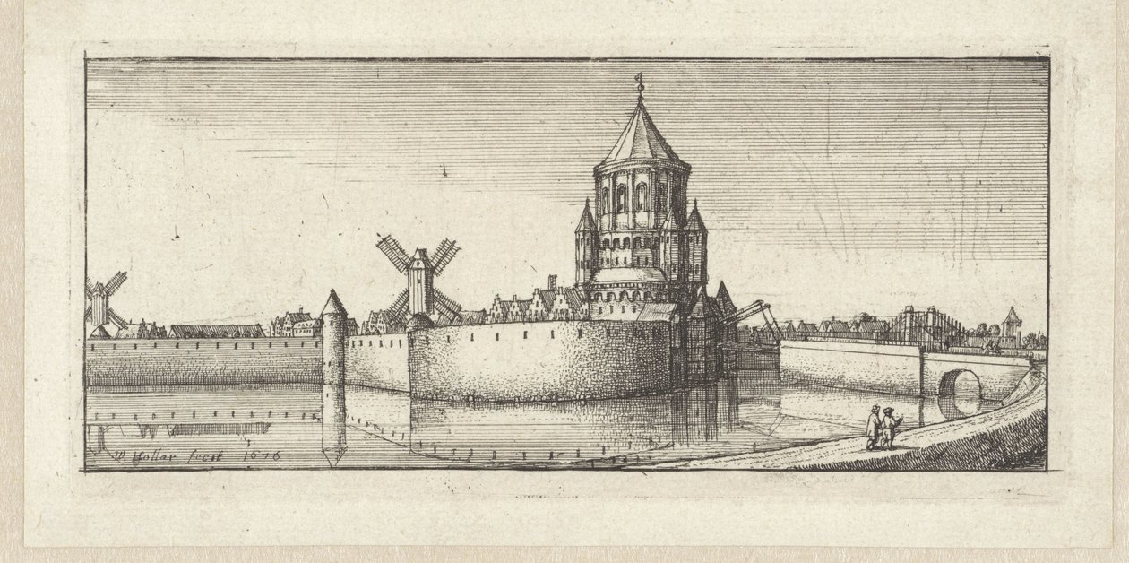 Haarlem'deki Kleine Houtpoort'un görünümü by Wenceslaus Hollar