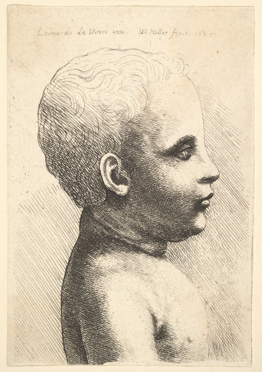 Bir çocuğun başı ve omzu, profilden sağa, 1645. by Wenceslaus Hollar