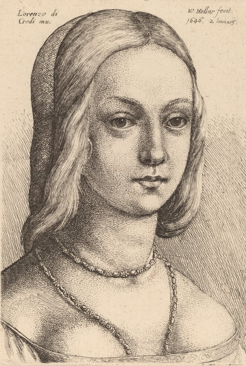 Sağa Bakan Kadın Başkanı. by Wenceslaus Hollar