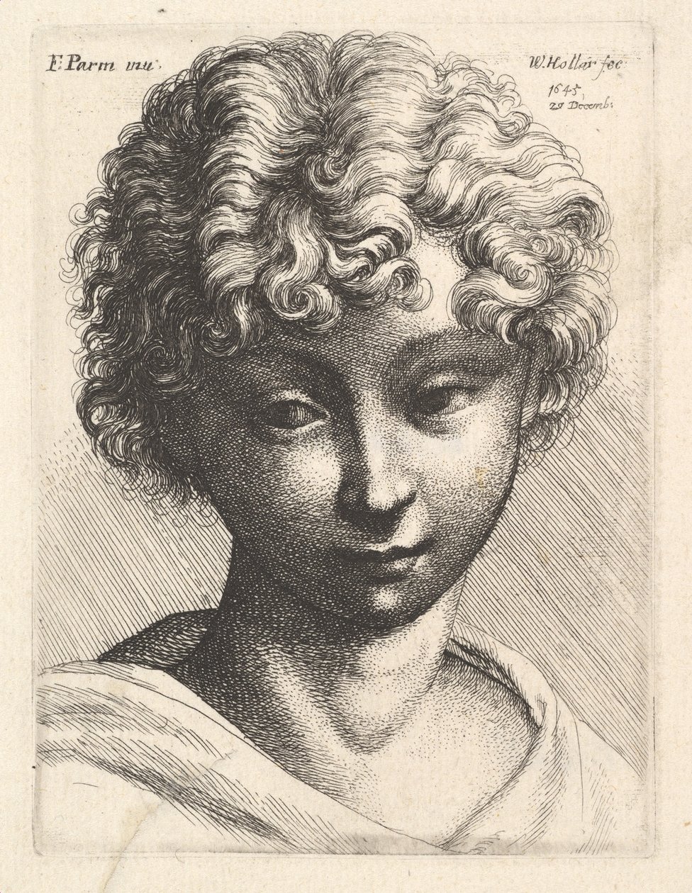 Genç bir kızın başı, 1645. by Wenceslaus Hollar