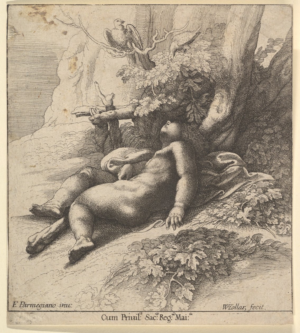 Bebek Herkül uyuyor, 1625-77. by Wenceslaus Hollar