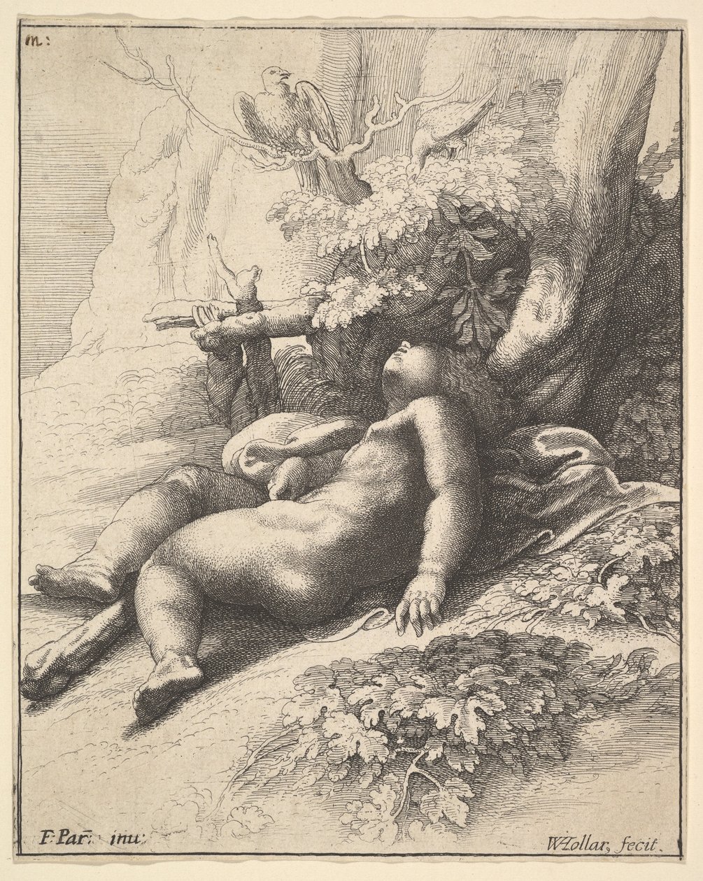 Bebek Herkül uyuyor, 1625-77. by Wenceslaus Hollar