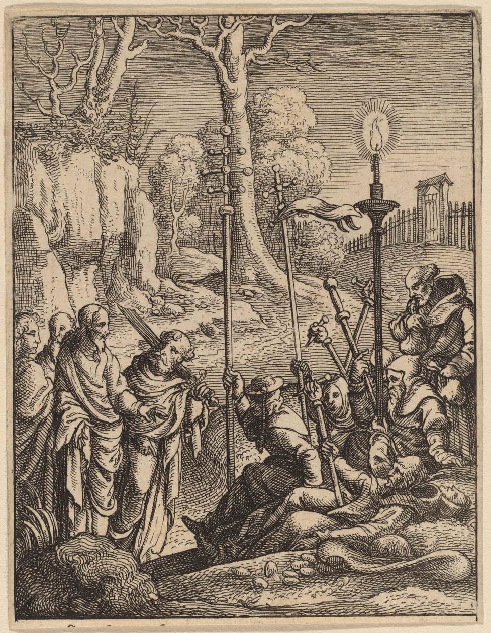 İsa, Düşmanlarıyla Yüzleşiyor by Wenceslaus Hollar